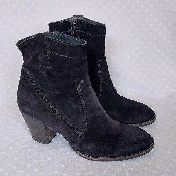Paul Green Jax Black Suede Western Style Ankle Boot